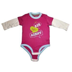 Nike Baby Girl Long sleeve Bodysuit sportwear Pink White 6-9 Month